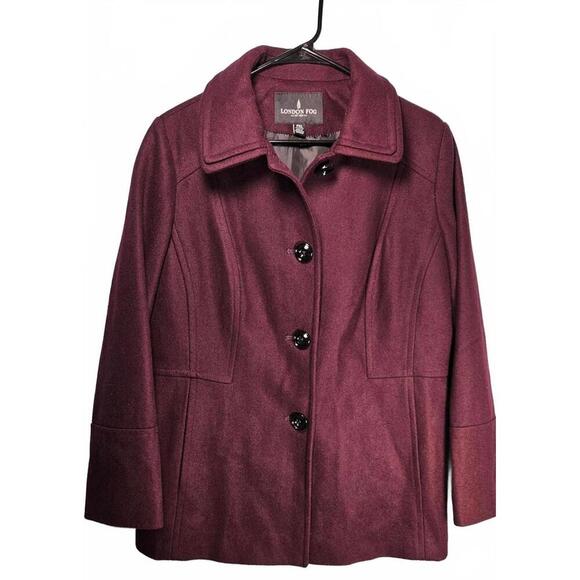 London Fog Jackets & Blazers - London Fog Women's Deep Purple Wool Blend Peacoat Size XL Petite